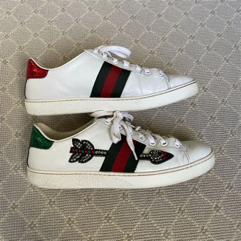 gucci leather ace sneacker|Gucci ace embellished leather sneakers.